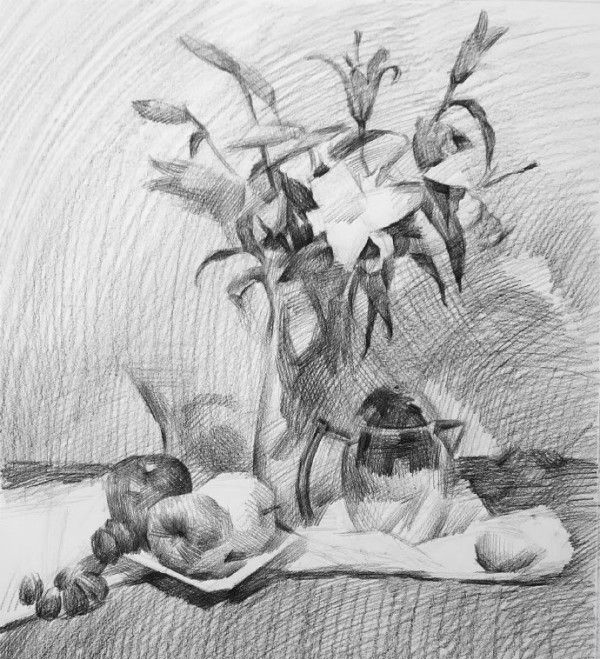 不知道花卉素描怎么畫？來看看別人是怎么畫的