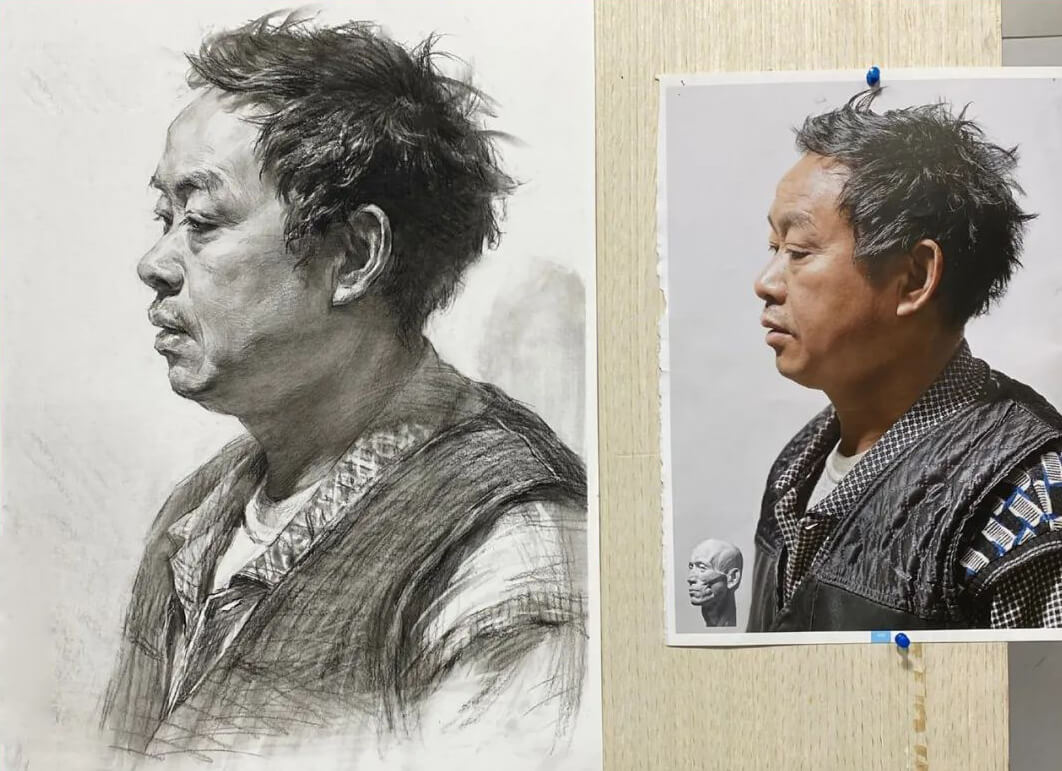 素描頭像高分卷是怎么畫出來的？重慶畫室?guī)懔私庠敿?xì)繪畫過程！