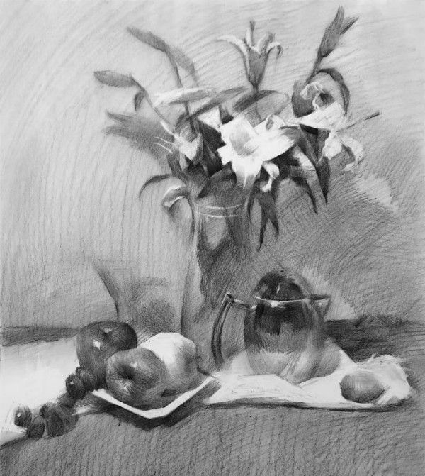 不知道花卉素描怎么畫？來看看別人是怎么畫的