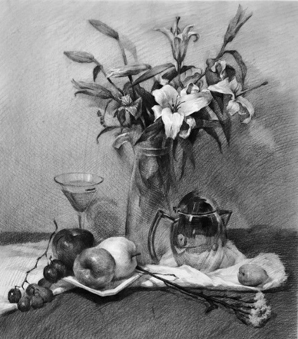不知道花卉素描怎么畫？來看看別人是怎么畫的